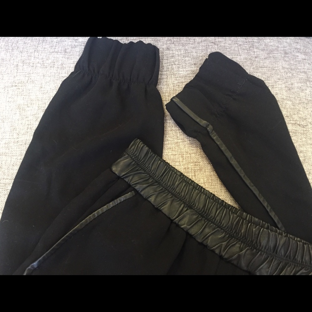 Zara black pants trimmed out in faux leather!